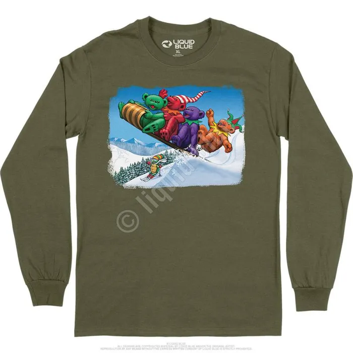 Liquid Blue Long Sleeve Men Toboggan Bears Long Sleeve TShirt