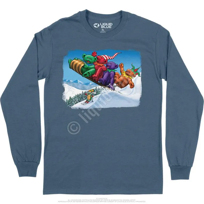 Liquid Blue Long Sleeve Men Toboggan Bears Long Sleeve TShirt