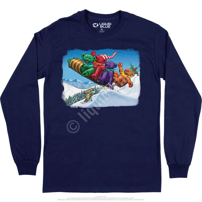 Liquid Blue Long Sleeve Men Toboggan Bears Long Sleeve TShirt