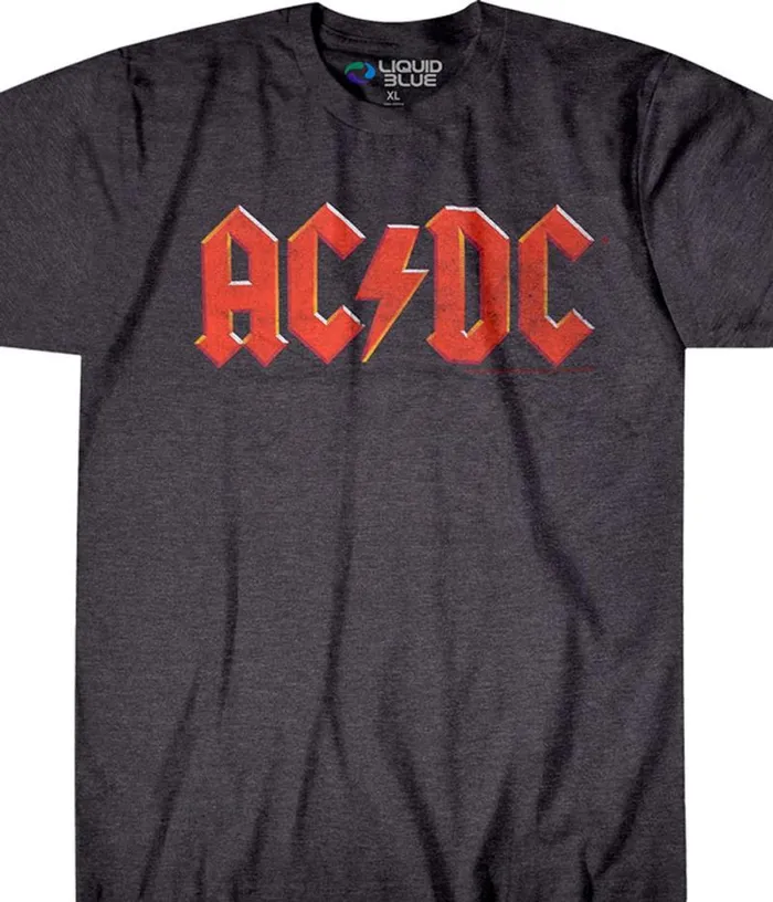 Liquid Blue PolyCotton TShirt Men ACDC Vintage Logo Dark Heather PolyCotton TShirt