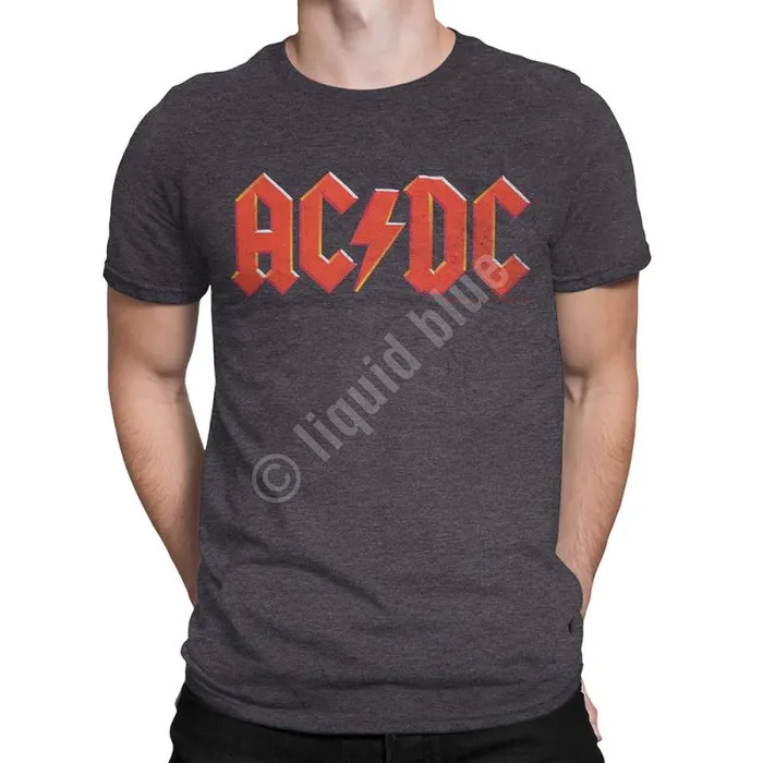 Liquid Blue PolyCotton TShirt Men ACDC Vintage Logo Dark Heather PolyCotton TShirt Liquid Blue PolyCotton TShirt Men ACDC Vintage Logo Dark Heather PolyCotton TShirt