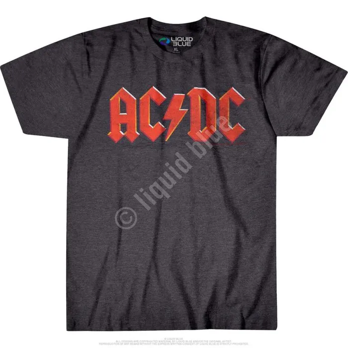 Liquid Blue PolyCotton TShirt Men ACDC Vintage Logo Dark Heather PolyCotton TShirt Liquid Blue PolyCotton TShirt Men ACDC Vintage Logo Dark Heather PolyCotton TShirt