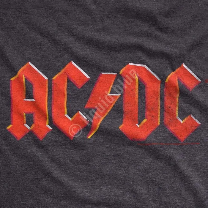 Liquid Blue PolyCotton TShirt Men ACDC Vintage Logo Dark Heather PolyCotton TShirt Liquid Blue PolyCotton TShirt Men ACDC Vintage Logo Dark Heather PolyCotton TShirt