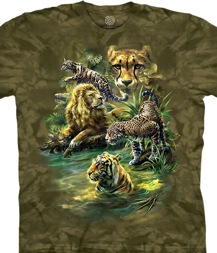 Liquid Blue TShirt Men Big Cats Paradise Classic Cotton TShirt