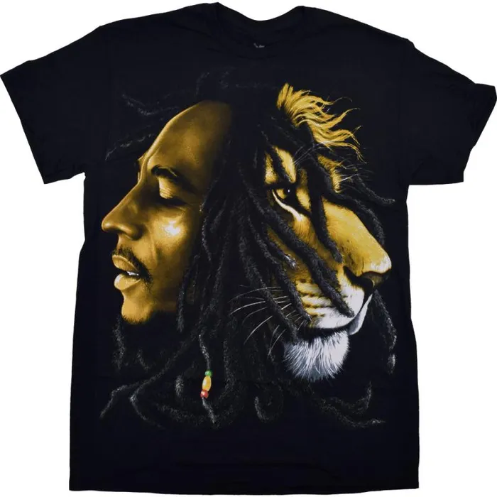 Liquid Blue TShirt Men Bob Marley Profiles Black TShirt
