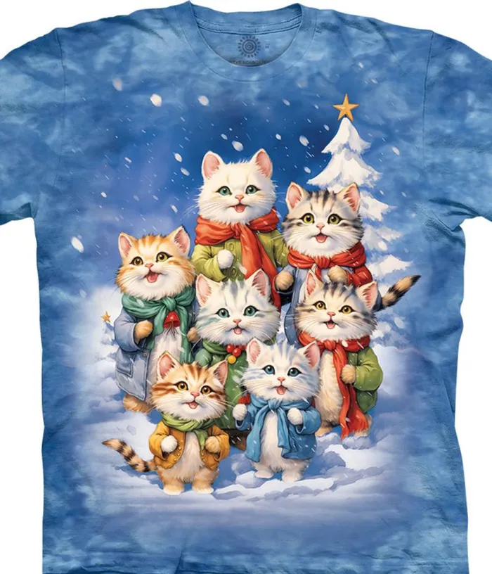 Liquid Blue TShirt Men Caroling Cats TieDye TShirt