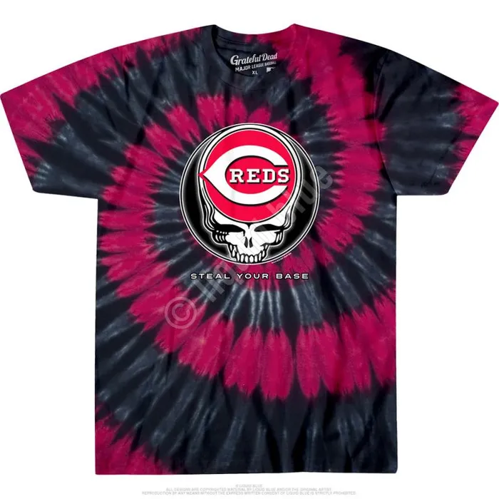 Liquid Blue TShirt Men Cincinnati Reds Steal Your Base TieDye TShirt