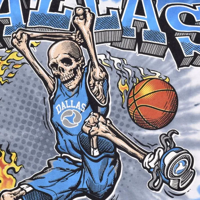 Liquid Blue TShirt Men Dallas Dunker Basketball Skeleton TieDye TShirt