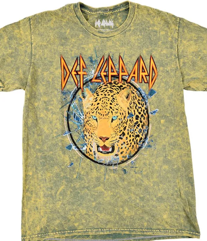 Liquid Blue TShirt Men Def Leppard Big Cat Green TShirt