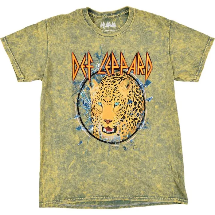 Liquid Blue TShirt Men Def Leppard Big Cat Green TShirt