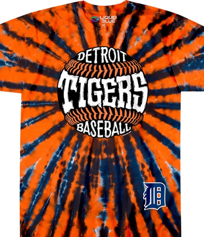 Liquid Blue TShirt Men Detroit Tigers Burst TieDye TShirt