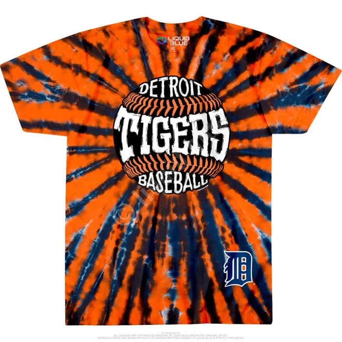 Liquid Blue TShirt Men Detroit Tigers Burst TieDye TShirt
