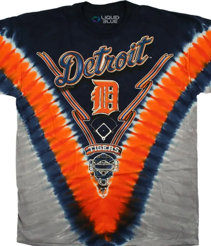 Liquid Blue TShirt Men Detroit Tigers V TieDye TShirt