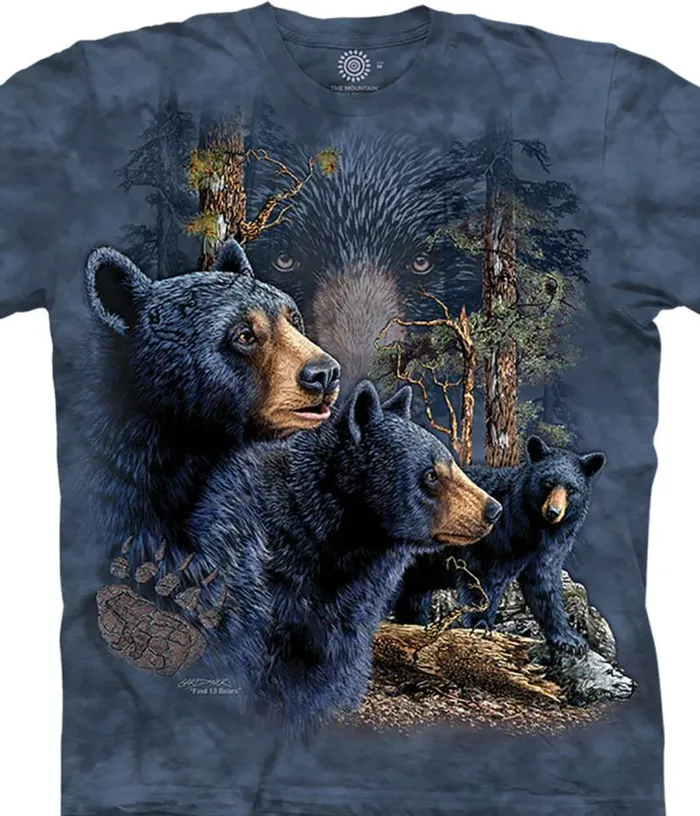 Liquid Blue TShirt Men Find 13 Black Bears Classic Cotton TShirt