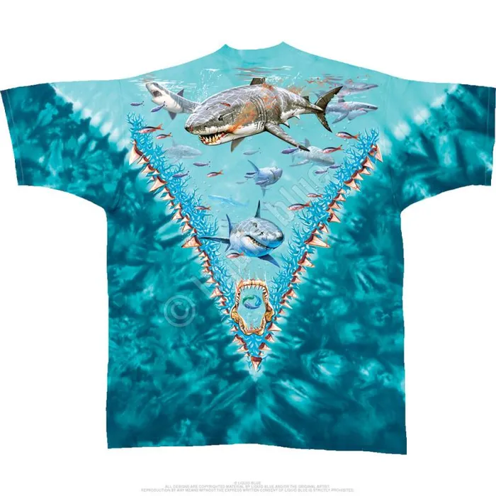 Liquid Blue TShirt Men Great White Sharks TieDye TShirt