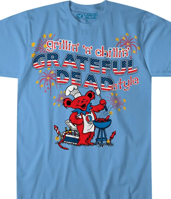 Liquid Blue TShirt Men Grillin N Chillin Light Blue TShirt