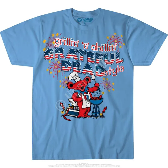 Liquid Blue TShirt Men Grillin N Chillin Light Blue TShirt