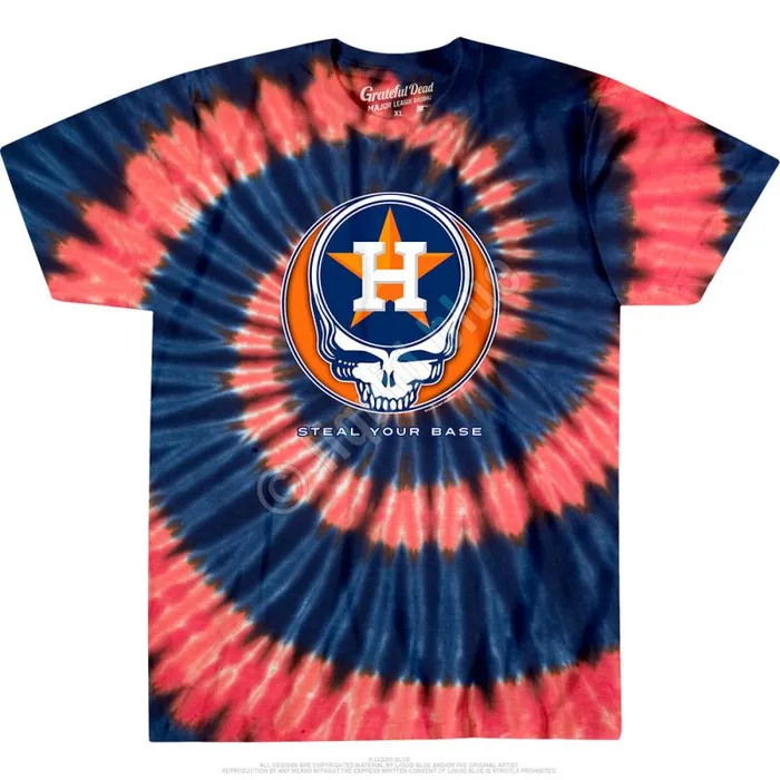 Liquid Blue TShirt Men Houston Astros Steal Your Base TieDye TShirt