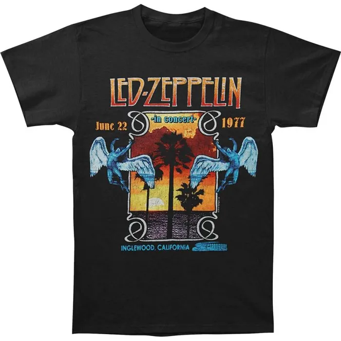 Liquid Blue TShirt Men Led Zeppelin Inglewood Black TShirt
