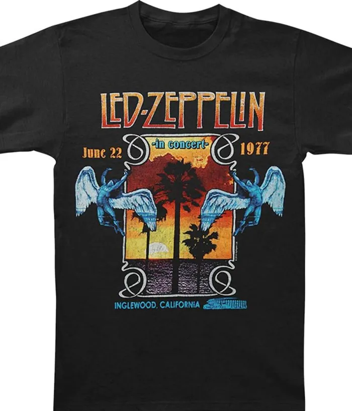 Liquid Blue TShirt Men Led Zeppelin Inglewood Black TShirt