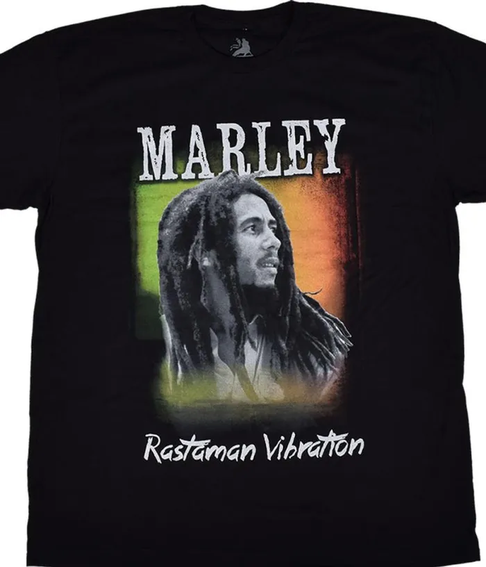 Liquid Blue TShirt Men Marley Rastaman Vibe Black TShirt