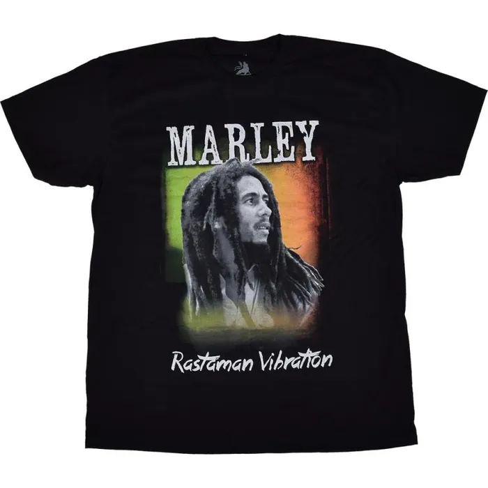 Liquid Blue TShirt Men Marley Rastaman Vibe Black TShirt