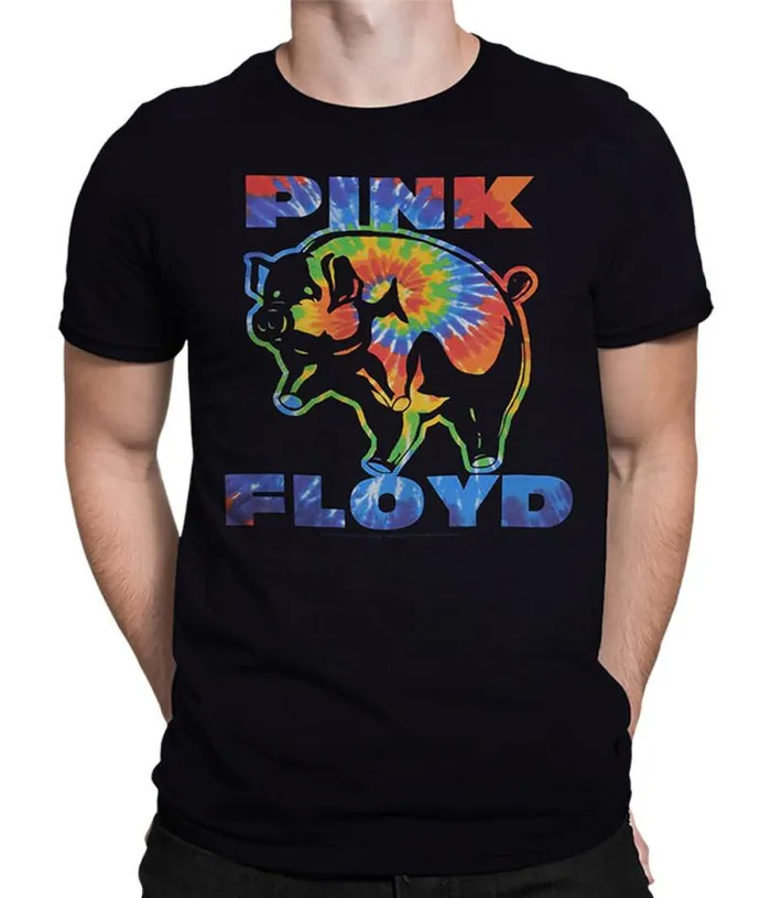 Liquid Blue TShirt Men Psychedelic Pig Black TShirt