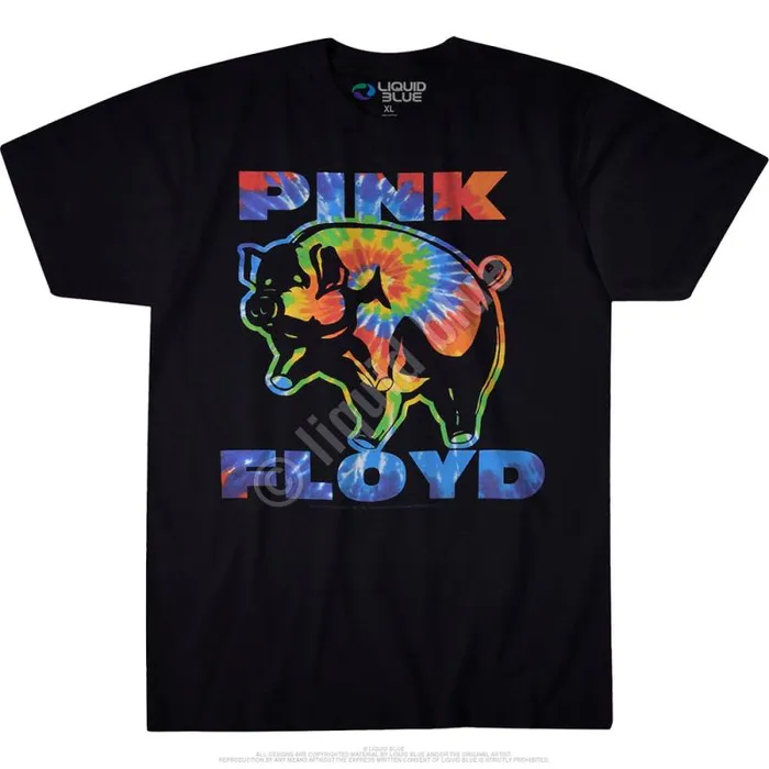 Liquid Blue TShirt Men Psychedelic Pig Black TShirt