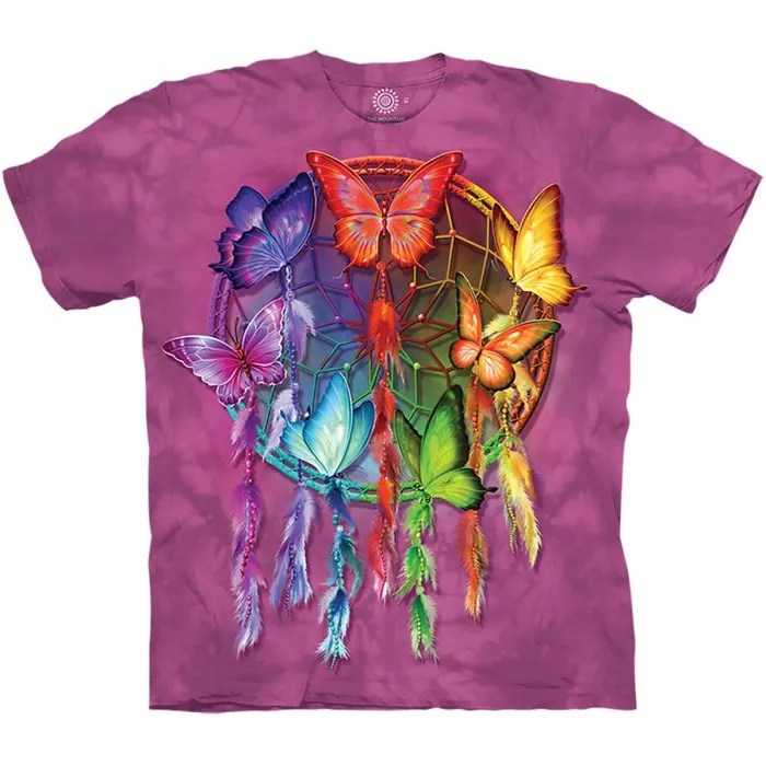 Liquid Blue TShirt Men Rainbow Butterfly Dreamcatcher Classic Cotton TShirt