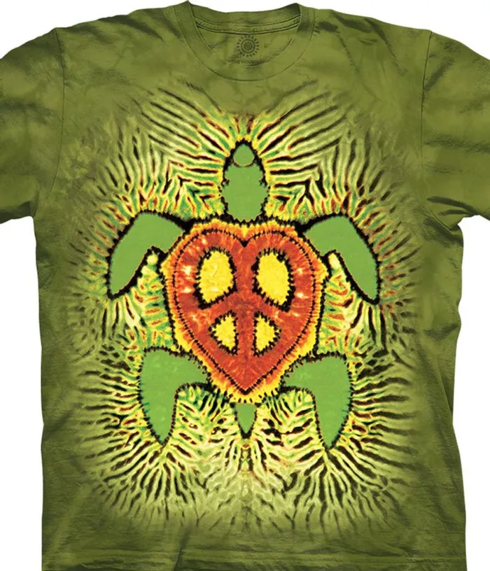Liquid Blue TShirt Men Rasta Peace Turtle TieDye Classic Cotton TShirt