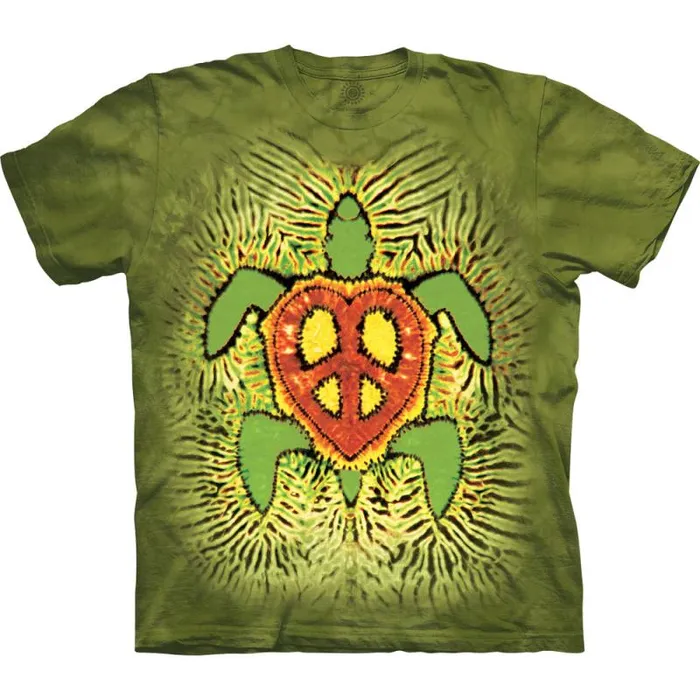 Liquid Blue TShirt Men Rasta Peace Turtle TieDye Classic Cotton TShirt