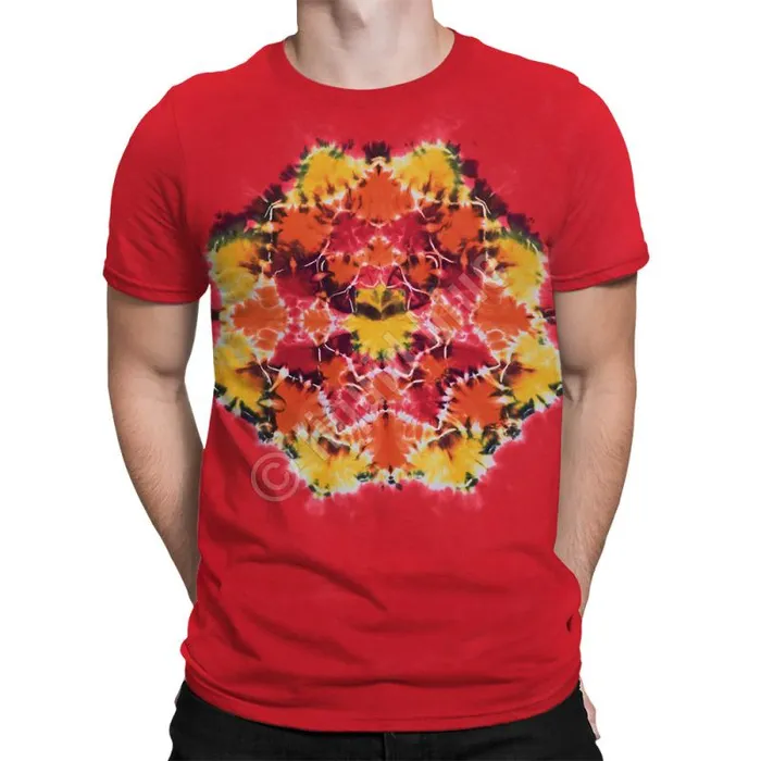 Liquid Blue TShirt Men Red Mandala Unprinted TieDye TShirt