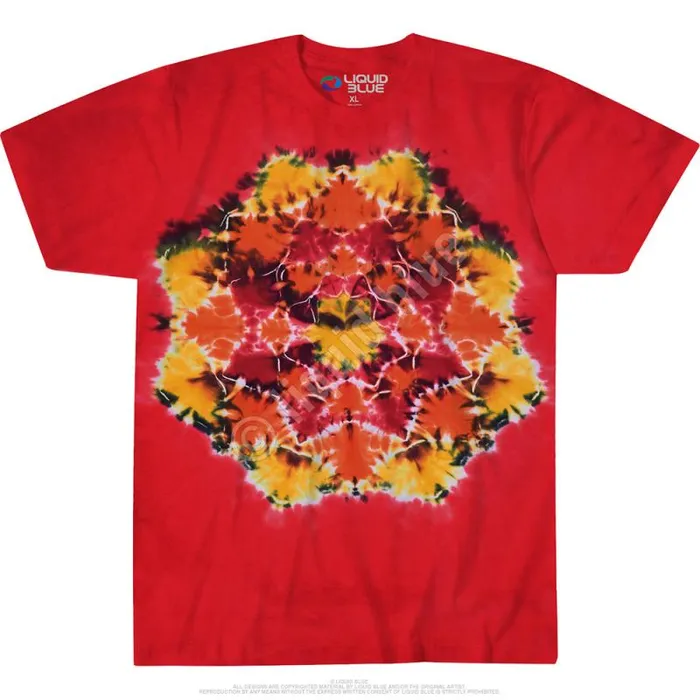 Liquid Blue TShirt Men Red Mandala Unprinted TieDye TShirt