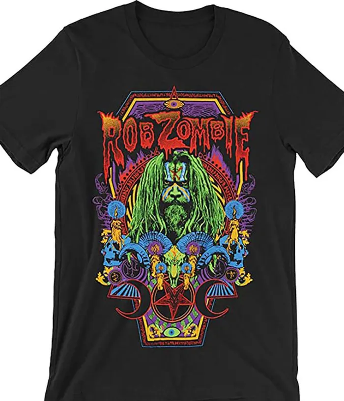 Liquid Blue TShirt Men Rob Zombie Necrocolor Black TShirt