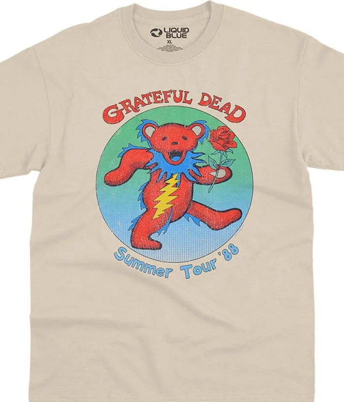 Liquid Blue TShirt Men Rose Bear 88 Tan TShirt