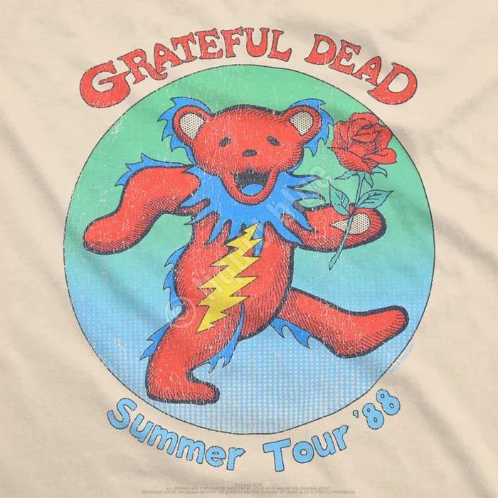 Liquid Blue TShirt Men Rose Bear 88 Tan TShirt