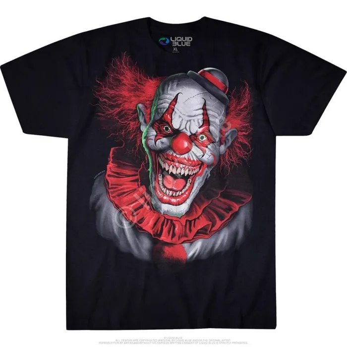 Liquid Blue TShirt Men Scary Clown Black TShirt