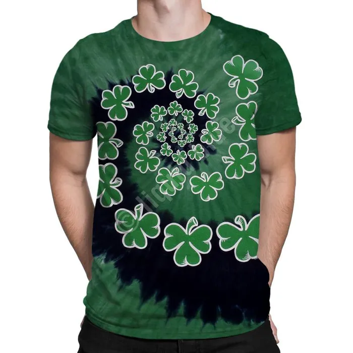 Liquid Blue TShirt Men Shamrock Spiral TieDye TShirt