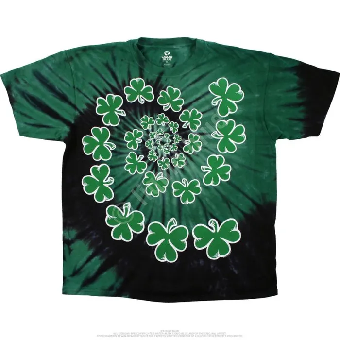 Liquid Blue TShirt Men Shamrock Spiral TieDye TShirt