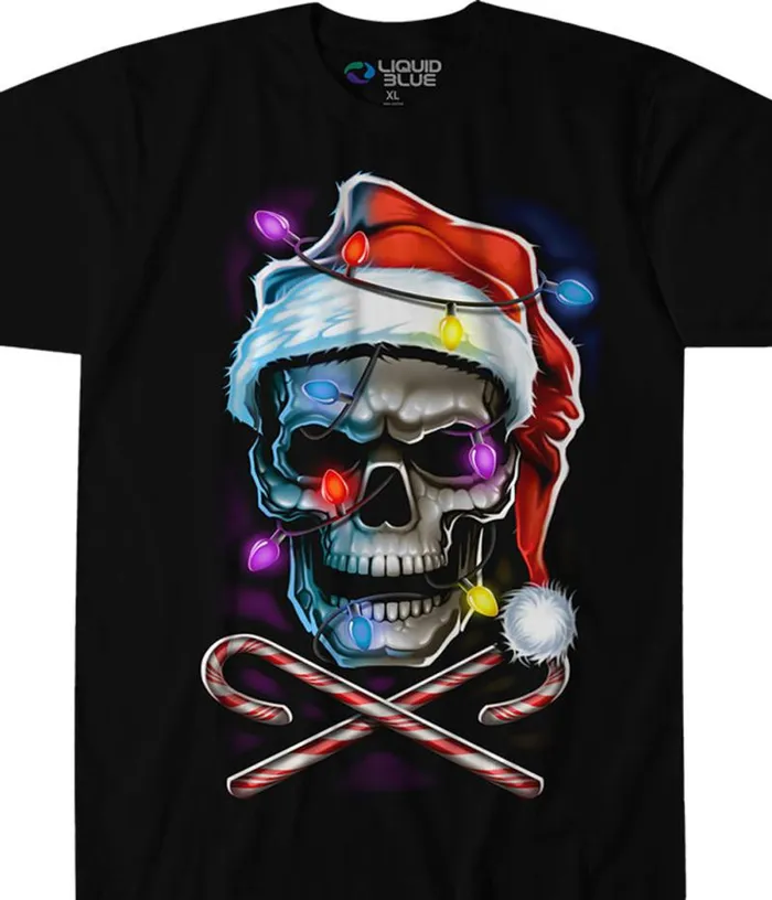 Liquid Blue TShirt Men Skull And Cross Canes Black TShirt