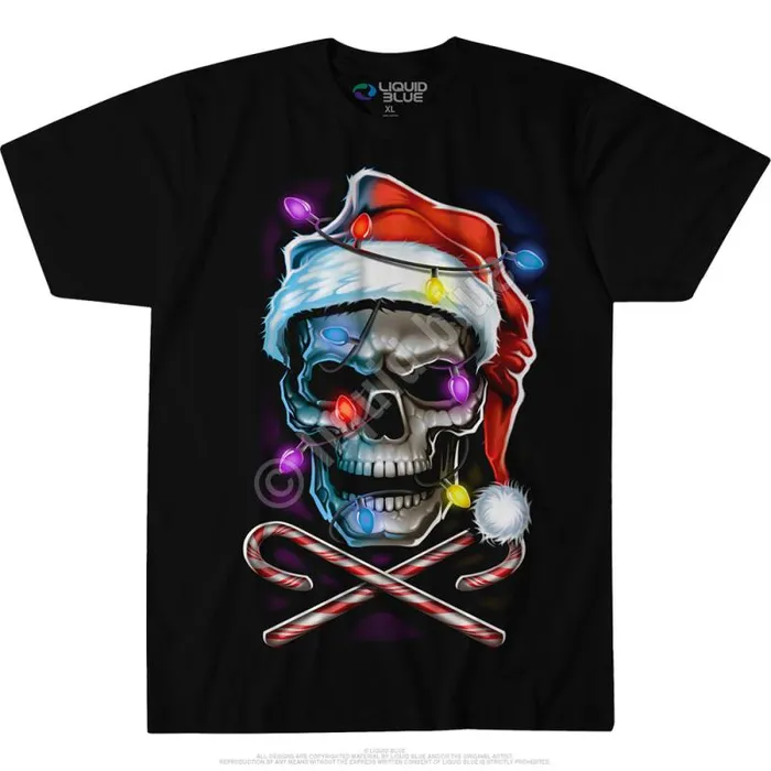 Liquid Blue TShirt Men Skull And Cross Canes Black TShirt