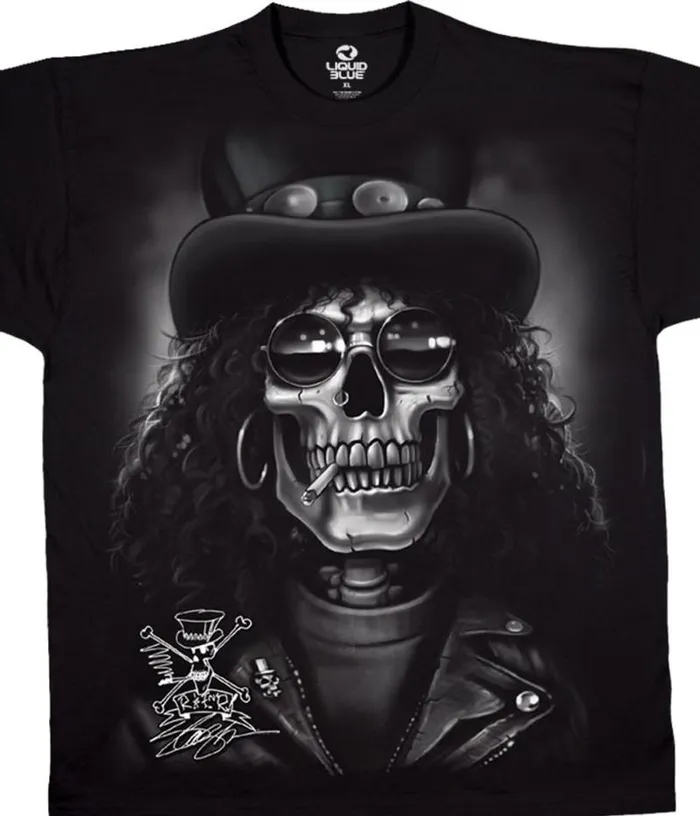 Liquid Blue TShirt Men Slash Skull Black TShirt