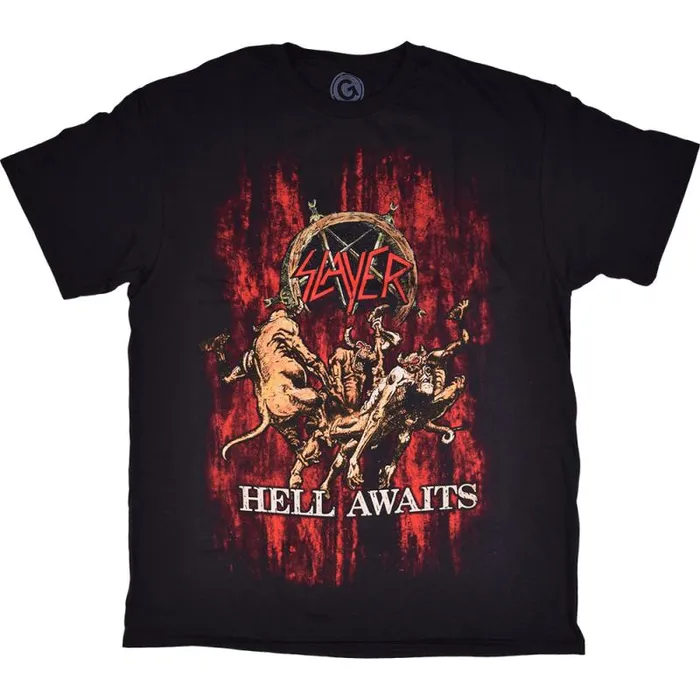 Liquid Blue TShirt Men Slayer Awaits Blood Black TShirt