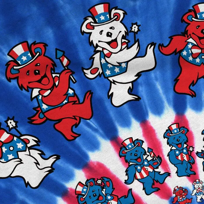 Liquid Blue TShirt Men Spiral Patriotic Bears TieDye TShirt