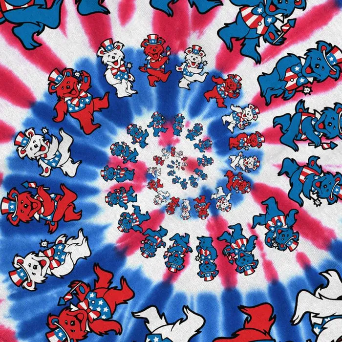 Liquid Blue TShirt Men Spiral Patriotic Bears TieDye TShirt