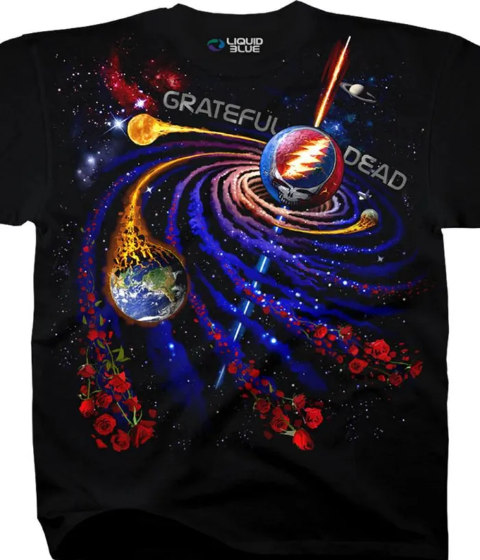 Liquid Blue TShirt Men Steal Your Orbit Black TShirt