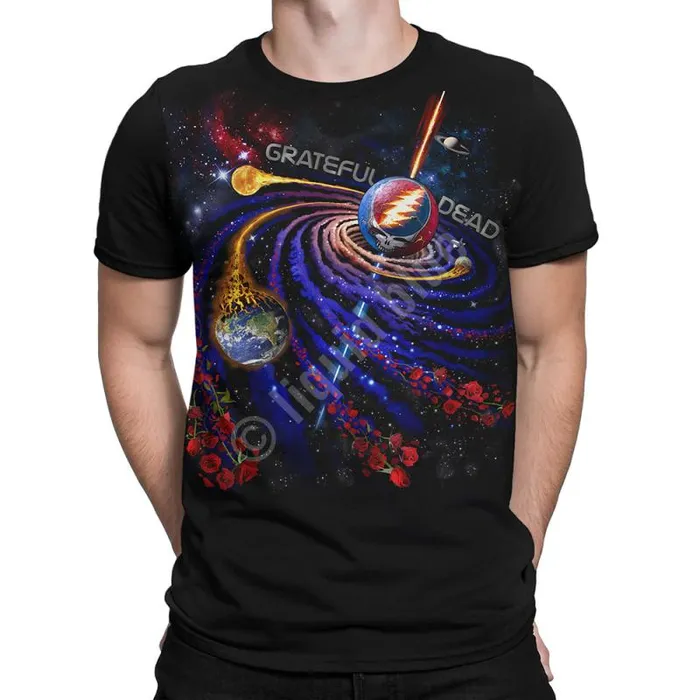 Liquid Blue TShirt Men Steal Your Orbit Black TShirt