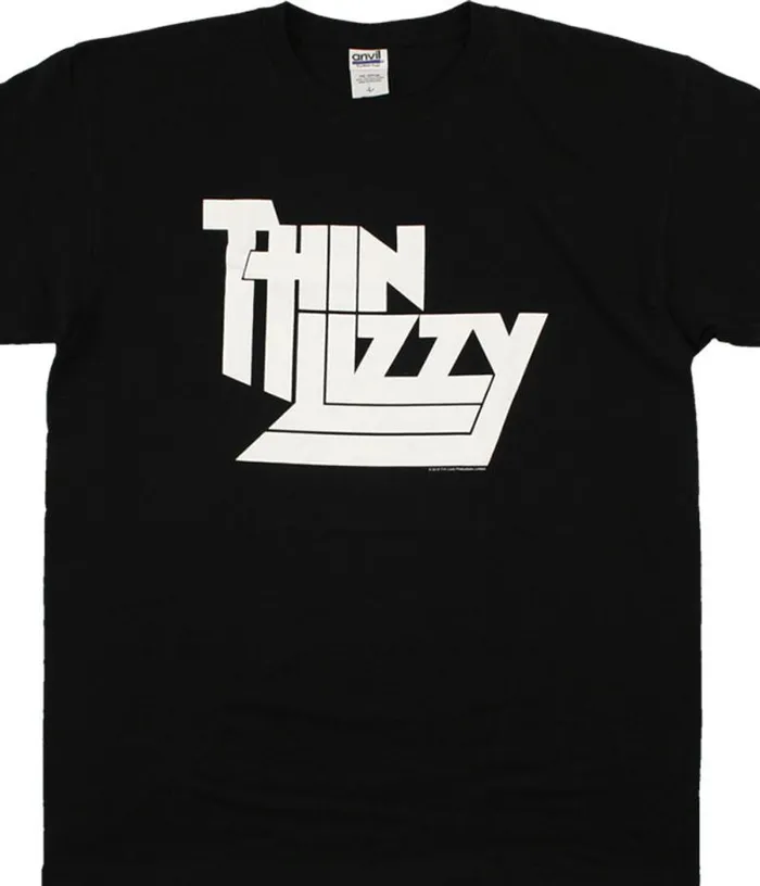 Liquid Blue TShirt Men Thin Lizzy Logo Black TShirt