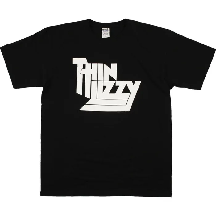 Liquid Blue TShirt Men Thin Lizzy Logo Black TShirt