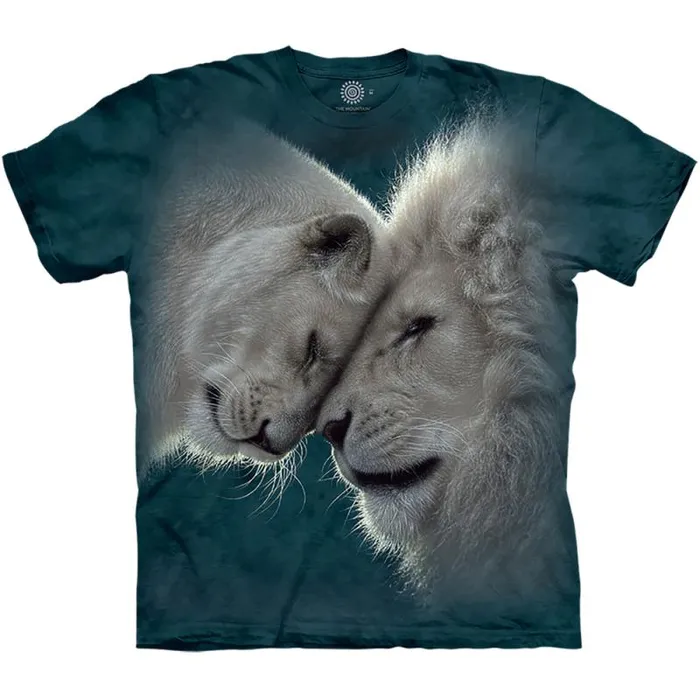 Liquid Blue TShirt Men White Lions Love Classic Cotton TShirt